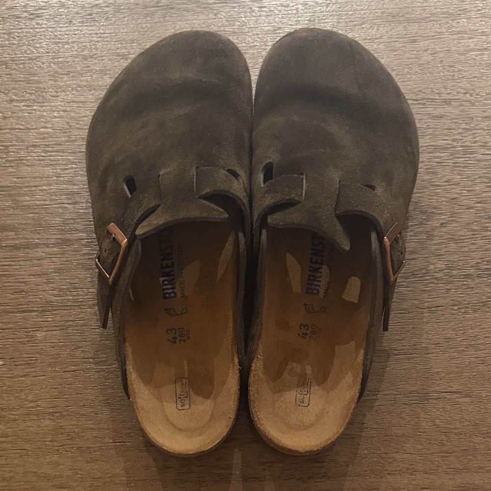 Birkenstock Dark Brown Suede Clogs